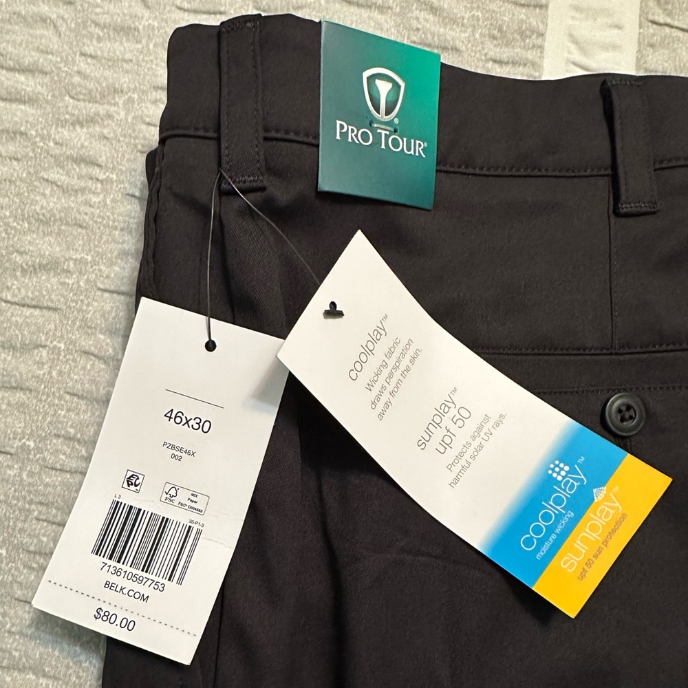 Pro Tour Active Stretch pants 46x30 black with active waistband. Golf pants! NWT